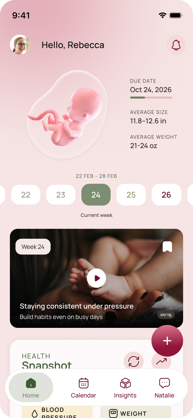 The weekly episode and home dashboard in the app